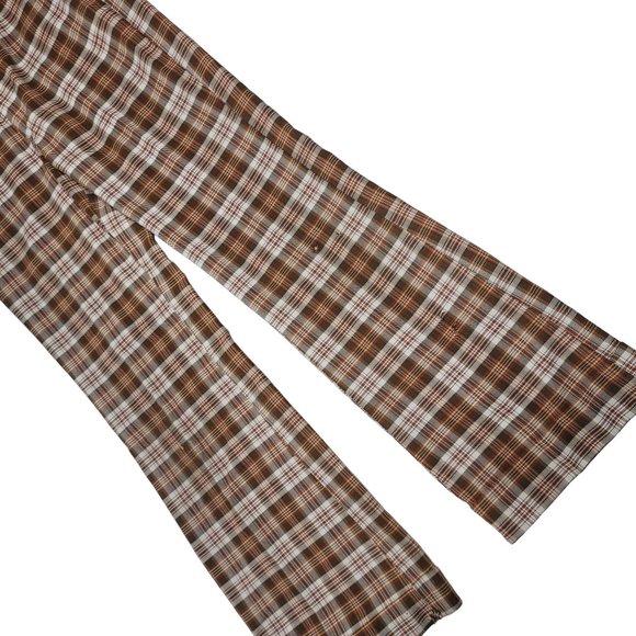 vintage hand made wool plaid belle bottom 70s pants see measurements - Picture 9 of 10